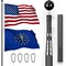 G128 Combo Pack: 20 Ft Telescoping Aluminum Flagpole (Black) & American and Indiana Flags 3x5 Ft, Both StormFlyer Series Embroidered 220GSM Spun Polyester | Pole with Flags Included